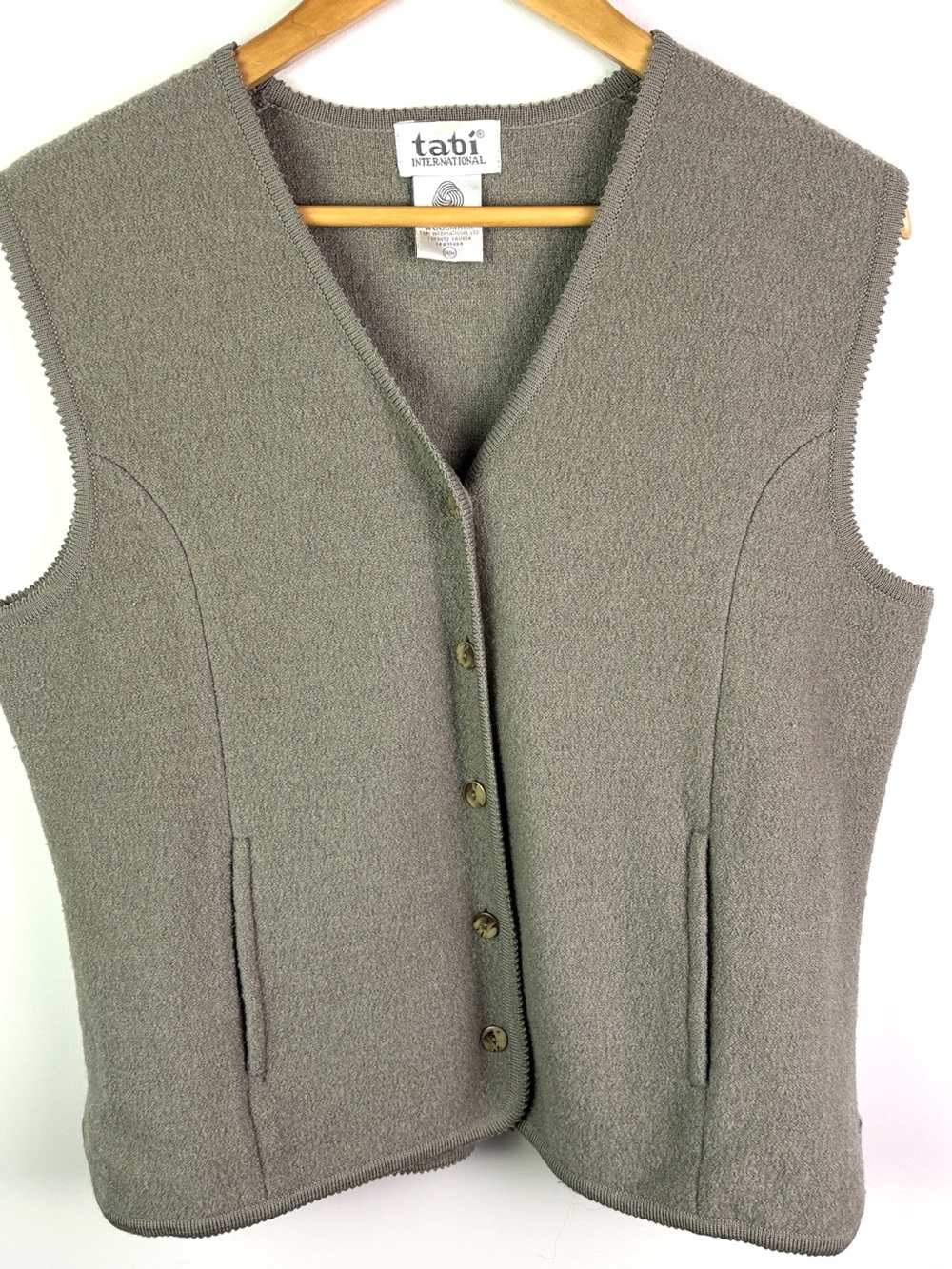 Vintage Tabi 100% wool Women's Taupe/Gray Vest size M